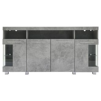 Urban Meuble Aparador efecto cristal y gris cemento con iluminaci&oacute;n led