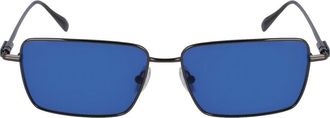 Ferragamo Gancini Evolution 57mm Rectangular Sunglasses in Dark Gun/Blue at Nordstrom