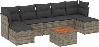 vidaXL Vidaxl - Set De Sof&aacute;s De Jard&iacute;n 8 Pzas Y Cojines Rat&aacute;n Sint&eacute;tico Gris