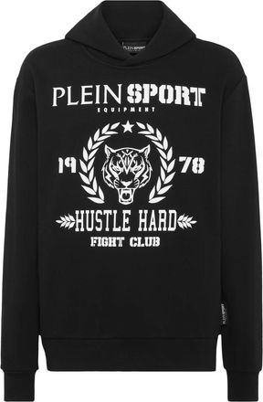 Plein Sport Hoodie Sweatshirt - Heren - Sportshirts - Zwart - L - Katoen - Fitness