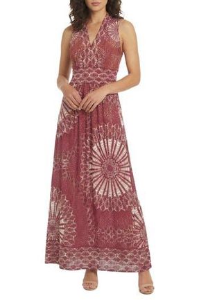 London Times Sleeveless Stretch Jersey Maxi Dress in Brick Red at Nordstrom Rack, Size 16