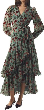 Hutch Womens Helene Velvet Burnout Floral Wrap Maxi Dress In Blue / Multi