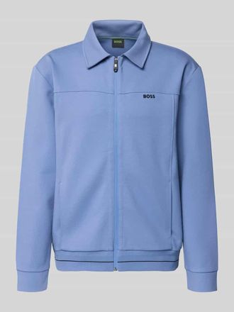 HUGO BOSS Regular Fit Sweatjacke aus Baumwoll-Mix Modell SW_Member in Ocean, Gr&ouml;&szlig;e XXXL