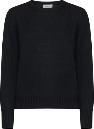 Blanca Vita Trui met ribbelstructuur en ronde hals - Dames - Ronde hals truien - Zwart - M - Wol - Truien & Vesten