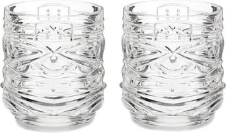 Viski Pacific Crystal Tiki Lowball Tumblers