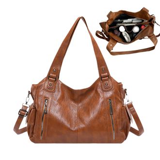 Generic Large Capacity Tote Bag - Fashion Shoulder Bag, Women Shoulder, PU Leather Casual, Stylish Working, Commuter Carryall, For Shopping Business School Tr