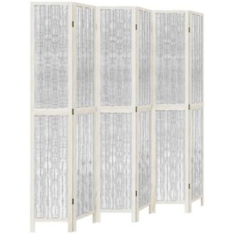 vidaXL Room Divider 6 Panels White Solid Wood Paulownia Vidaxl