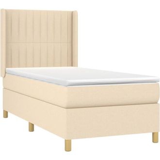 vidaXL Cama Box Spring Con Colch&oacute;n Tela Color Crema 80x200 Cm Vidaxl