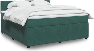 vidaXL Vidaxl - Cama Box Spring Con Colch&oacute;n Terciopelo Verde Oscuro 180x200 Cm