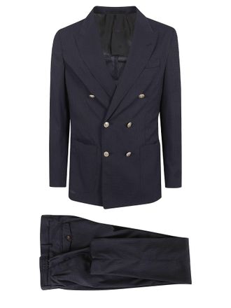 Eleventy Double-Breasted Blazer in Lightweight Textured Fabric
