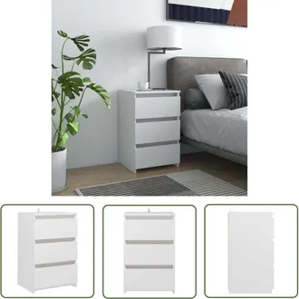 OEM Mesita De Noche Moderna De Aglomerado, Color Blanco Crema, 40 X 35 X 62,5 Cm - Dise&ntilde;o Minimalista Escandinavo