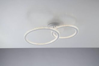 Netlighting Bryant 2 Circular Crystal Semi Flush Ceiling Light 4000K in White