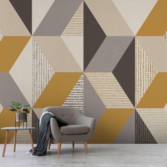 Superfresco Easy Tribal Geo Yellow Print To Order 3m x 2.8m Mural