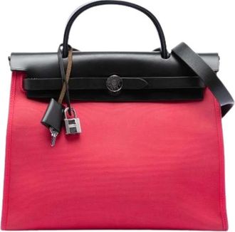 Herm&egrave;s Pre-owned Handbags, female, Pink, Size: ONE SIZE Pre-owned Canvas Handbag