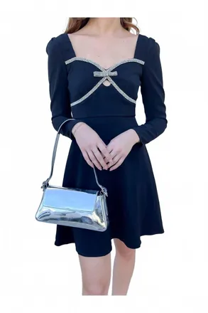Moon River Flare Mini Dress In Navy