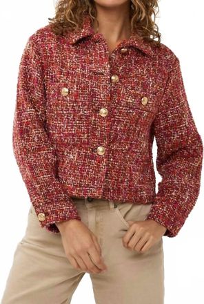 Esqualo Bodil Boucle Short Blazer In Red Multi