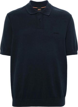 HUGO BOSS Polo Shirts, male, Blue, S, Knit Polo Jumper