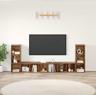 vidaXL Vidaxl - Gabinete De Tv 4 Pcs Madera Vieja 37 X 35 X 107.5 Cm