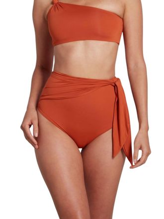 Sauipe Swimwear Elle High Waist Bikini Bottom With Sash In Pumpkin