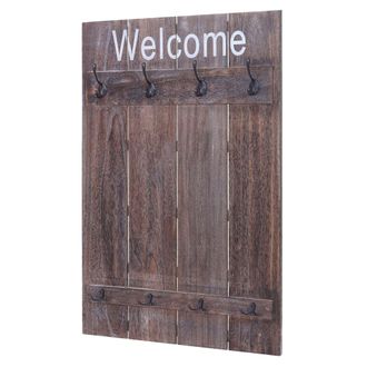 Hhg Hhg - Perchero De Pared 921 Welcome, Perchero De Armario, Aspecto Shabby Vintage, 91x60cm, Marr&oacute;n, Shabby