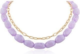 Jardin Set of 2 Paper Clip Chain & Faux Stone Necklaces in Lavander/Gold at Nordstrom Rack