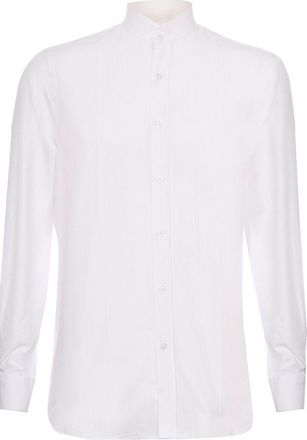 TruClothing Heren Peaky Blinders afneembare kraag Nehru wit kraagloos shirt