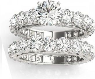 Allurez Luxury Diamond Eternity Bridal Ring Set Platinum 4.57ct