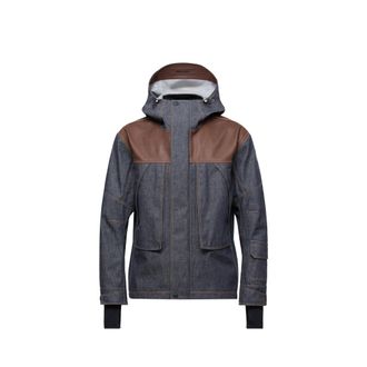 Moncler Moncler Langtang Hooded Denim Ski Jacket, Men, Grey, Size: 2