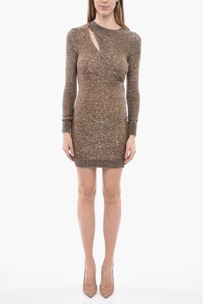 Stella McCartney Tubino Cut-out in Maglia con Paillettes All-Over Stella McCartney