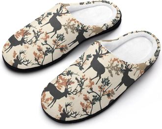 Generic Deer Hunting Camouflage Mens House Slippers Memory Foam Washable Cotton Slip on Home Shoes