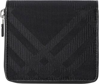 Burberry Check Pattern Jacquard Medium Zip Wallet
