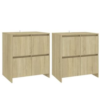 Berkfield Home Sideboards 2 pcs Sonoma Oak 70x41x75 cm Engineered Wood in Light Brown | Size: 70 x 41 x 75 cm
