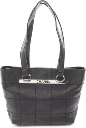 Chanel Black Leather Handbag Tote Bag (Pre-Owned)