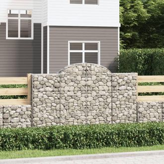 Berkfield Home Arched Gabion Baskets 3 pcs 200x30x120/140 cm Galvanised Iron in Silver