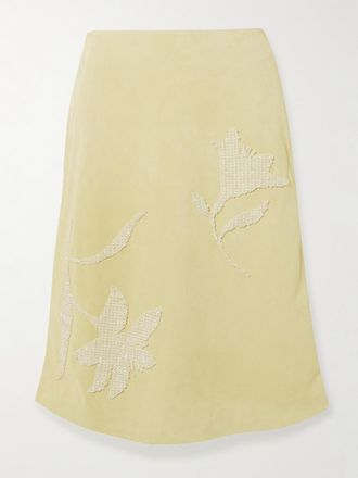 16Arlington Gonna Midi In Camoscio Con Decorazioni Dafne - Giallo