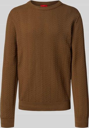 HUGO BOSS Regular Fit Strickpullover aus reiner Baumwolle Modell SIMO in Mittelbraun, Größe XXL
