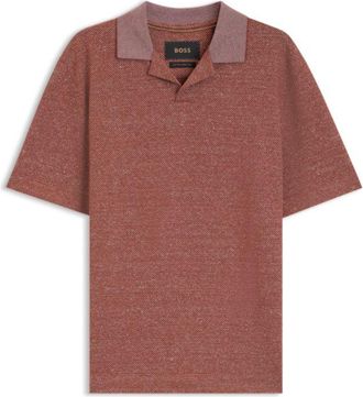 BOSS Johnny-collar polo shirt in cotton, linen and silk