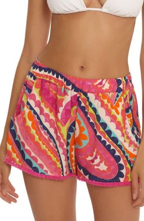 Trina Turk Aphrodite Cover-Up Shorts in Pink Multi at Nordstrom, Size X-Large