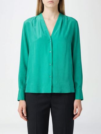 Forte_Forte Long-Sleeve Pure Silk Shirt with V-Neck