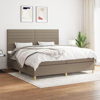 vidaXL Vidaxl - Cama Box Spring Con Colch&oacute;n Tela Gris Taupe 200x200 Cm
