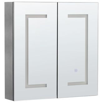 Beliani Beliani - Armario De Pared Blanco Led 60 X 60 Cm Con Espejo Almacenamiento Ba&ntilde;o Minimalista Moderno Mazarredo