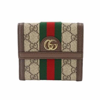 Gucci Beige Brown Gg Supreme Leather Wallet (Bi-Fold) (Pre-Owned)