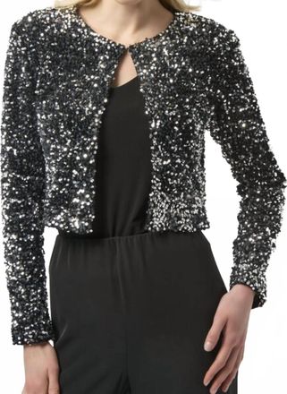 Joseph Ribkoff Sequin Short Jacket In Black/silver