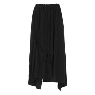 Yohji Yamamoto Rokken, Dames, Zwart, S, Zwarte Geplooide Rok met Zijkanten