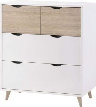 LPD Furniture Lpd Furniture - Stockholm 4 Drawer Chest White-Oak