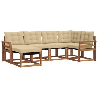 vidaXL Conjunto De Sof&aacute;s De Exterior Con Coj&iacute;n 6 Pcs Natural Y Beige Vidaxl