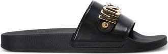 Moschino logo-plaque slides - men - Rubber/Rubber/Rubber - 8 - Black