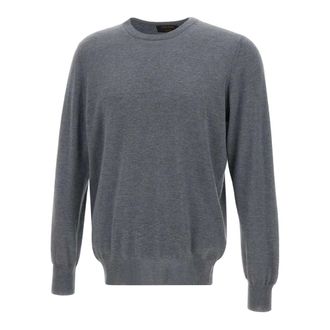 Gran Sasso Cashmere Knitwear, male, Gray, L, Crew Neck Jumper