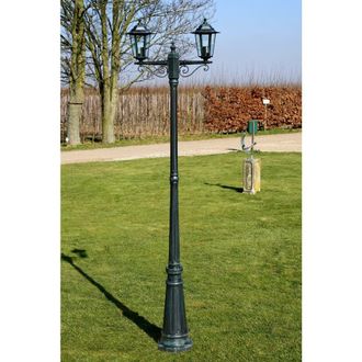 Berkfield Home Garden Light Post 2-arms 215 cm Dark Green/Black Aluminium in Green