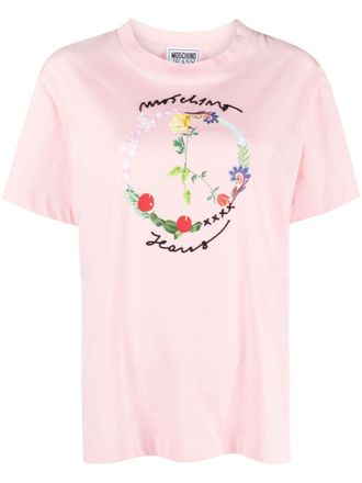 Moschino T-shirt con ricamo - Rosa
